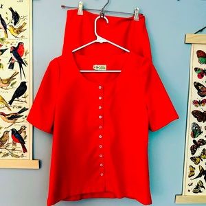 Vintage 70s Skirt and Shirt Set
